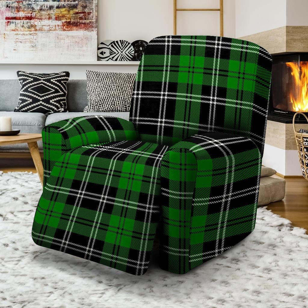 Green Plaid Tartan Print Recliner Cover-grizzshop