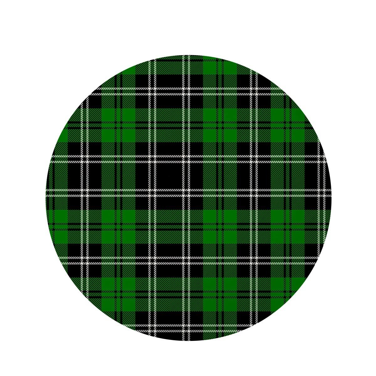 Green Plaid Tartan Print Round Rug-grizzshop