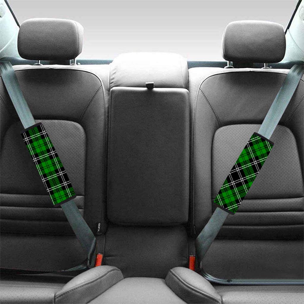 Green Plaid Tartan Print Seat Belt Cover-grizzshop