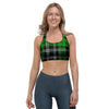 Green Plaid Tartan Print Sports Bra-grizzshop