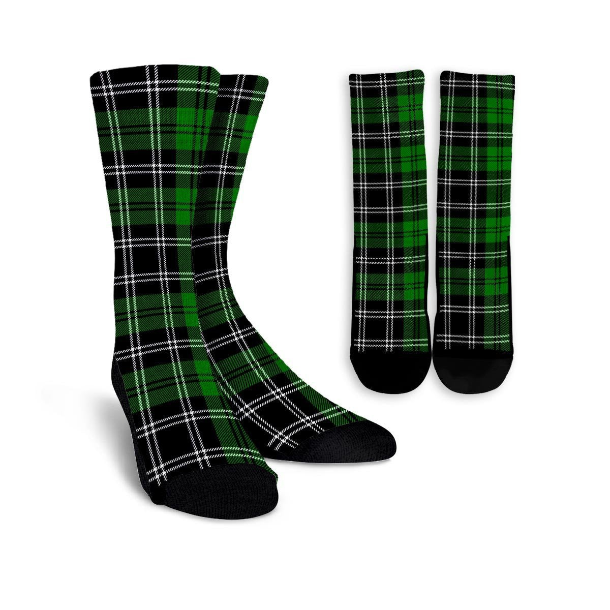 Green Plaid Tartan Print Unisex Socks-grizzshop