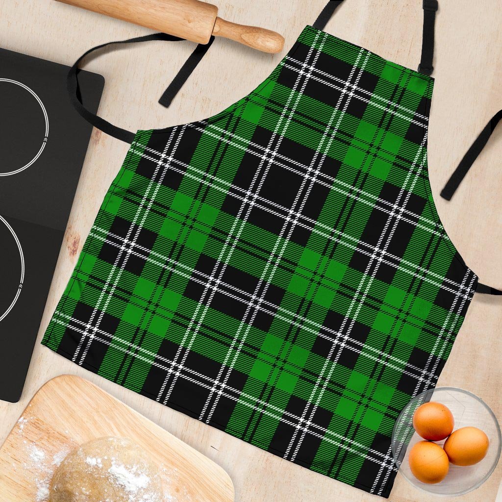 Green Plaid Tartan Print Women's Apron-grizzshop