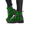 Green Plaid Tartan Print Women's Boots-grizzshop