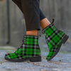 Green Plaid Tartan Print Women's Boots-grizzshop