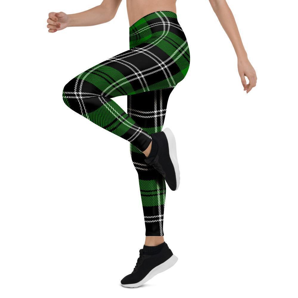 Green Plaid Tartan Print Women's Leggings-grizzshop