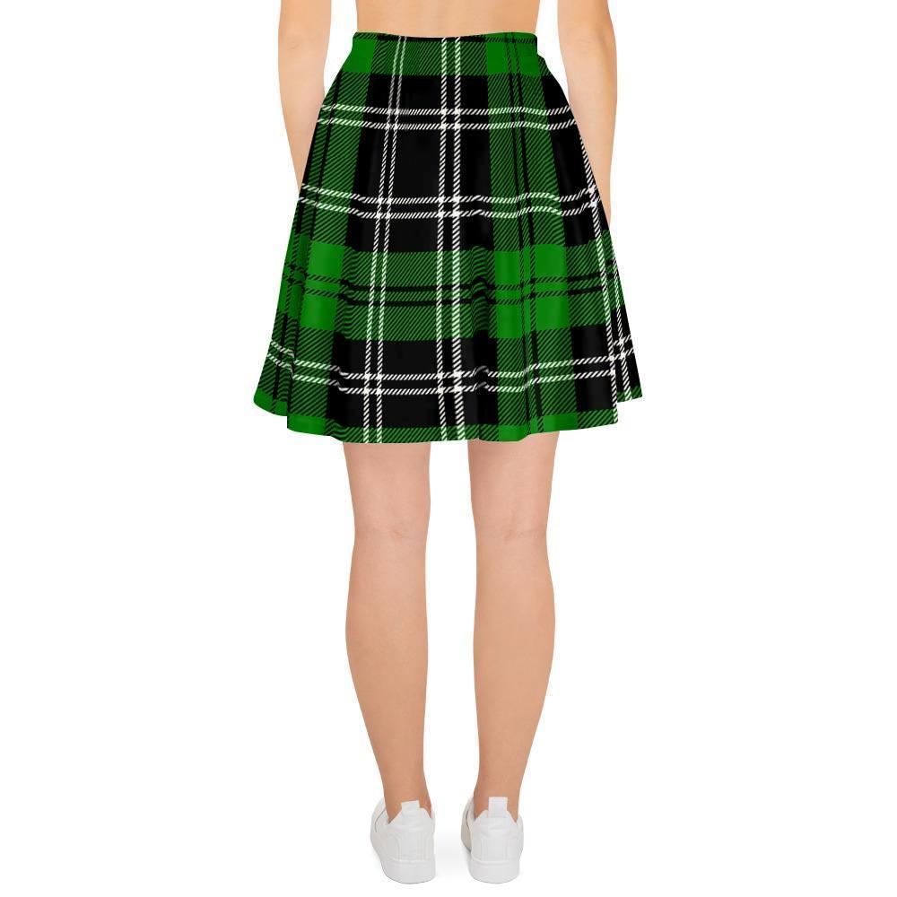 Green Plaid Tartan Print Women's Skirt-grizzshop