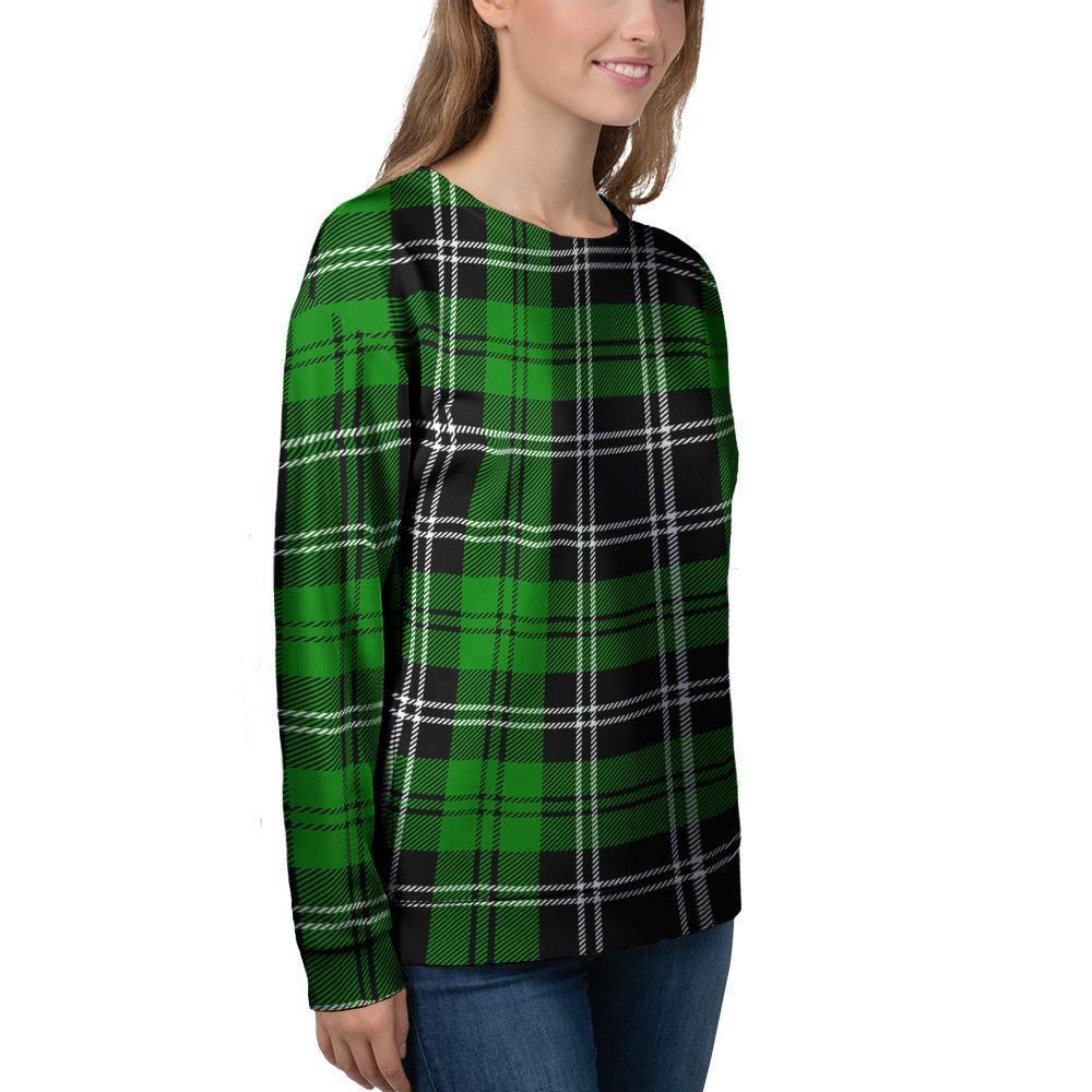 Green Plaid Tartan Print Women's Sweatshirt-grizzshop