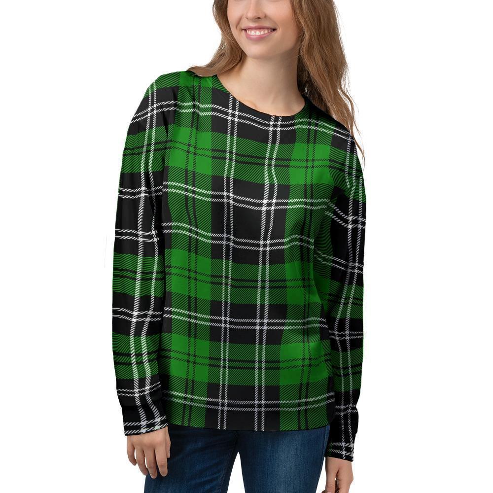 Green Plaid Tartan Print Women's Sweatshirt-grizzshop