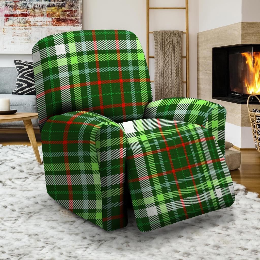 Green Plaid Tartan Recliner Cover-grizzshop