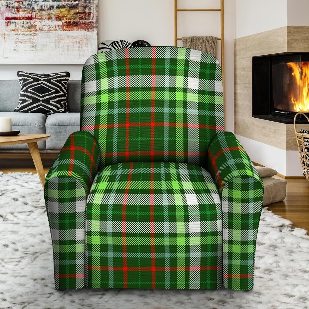 Green Plaid Tartan Recliner Cover-grizzshop