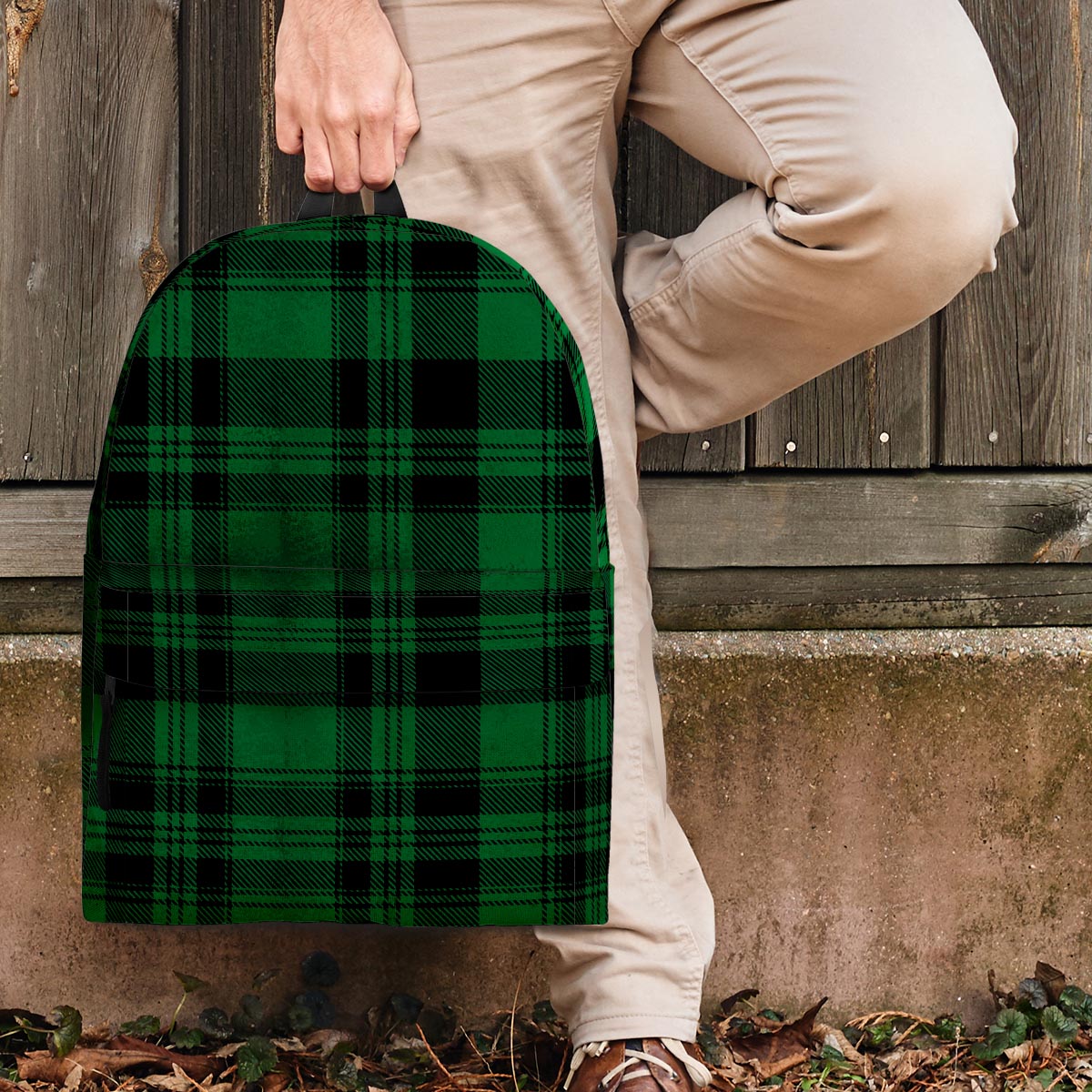 Green Plaid Tartan Sottish Backpack-grizzshop