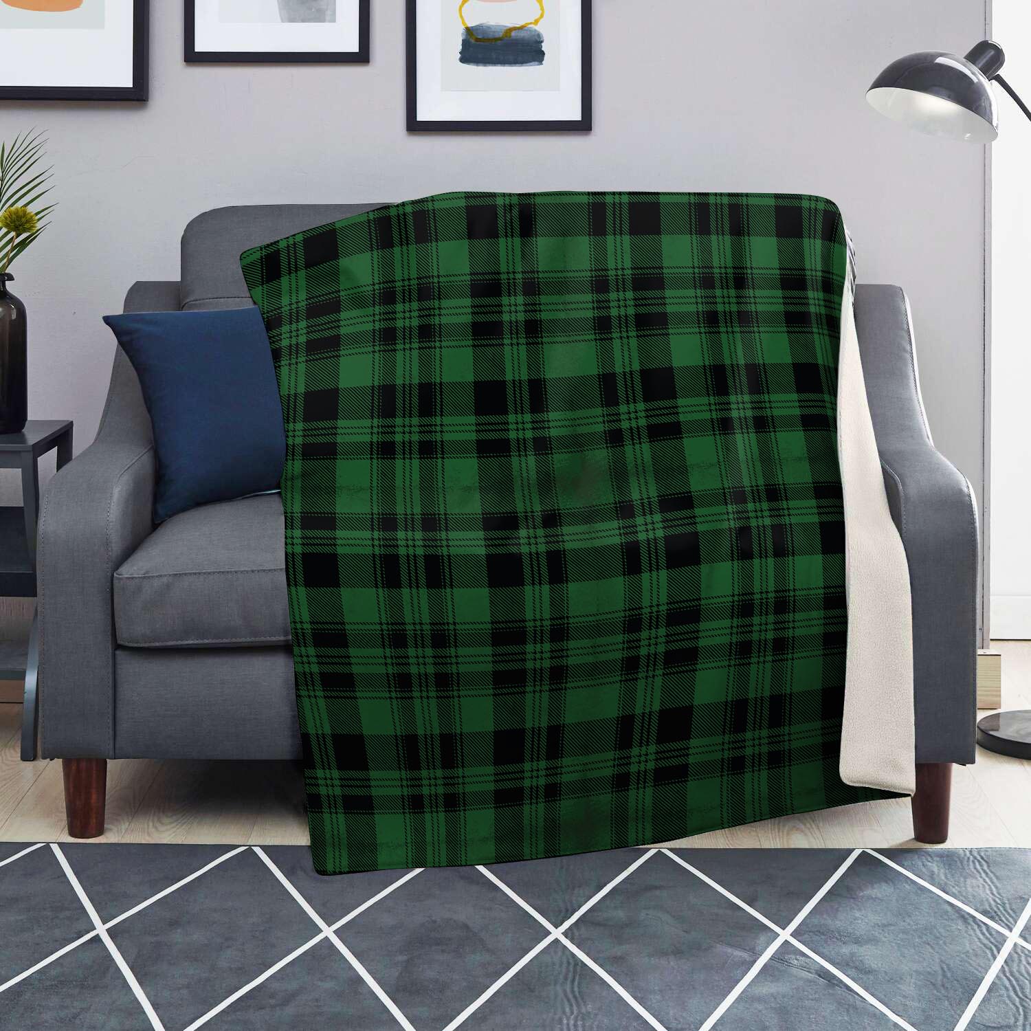 Green Plaid Tartan Sottish Blanket-grizzshop