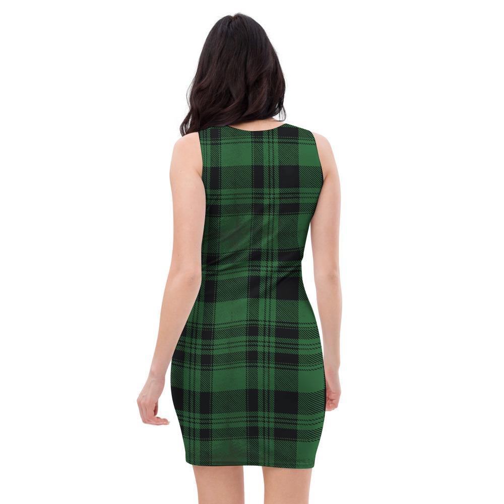 Green Plaid Tartan Sottish Bodycon Dress-grizzshop