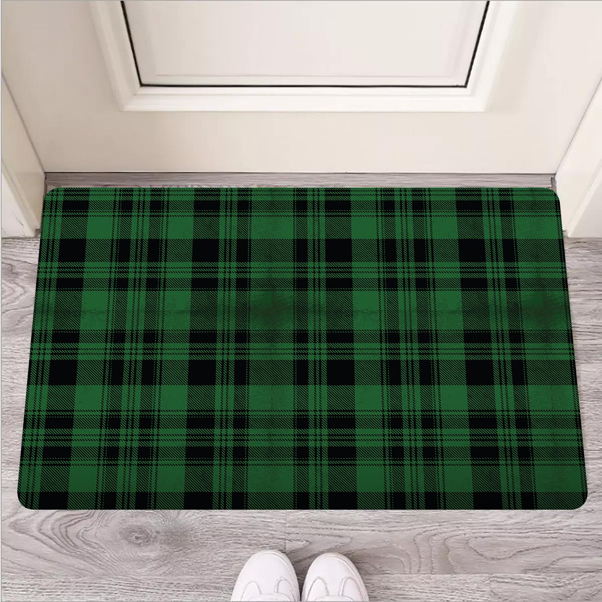 Green Plaid Tartan Sottish Door Mat-grizzshop