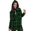 Green Plaid Tartan Sottish Hoodie Dress-grizzshop