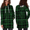 Green Plaid Tartan Sottish Hoodie Dress-grizzshop