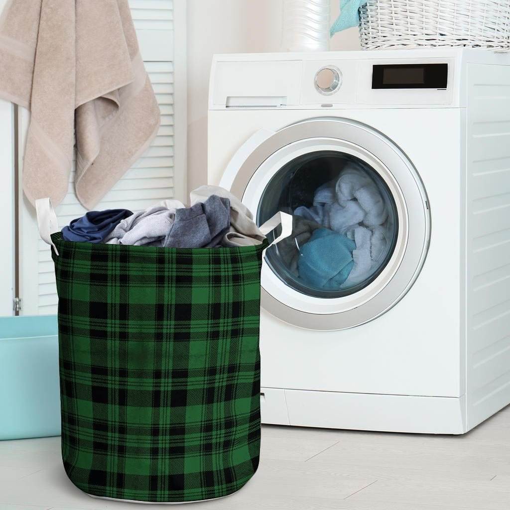 Green Plaid Tartan Sottish Laundry Basket-grizzshop