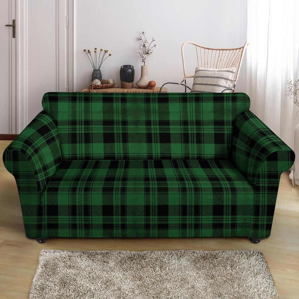 Green Plaid Tartan Sottish Loveseat Cover-grizzshop