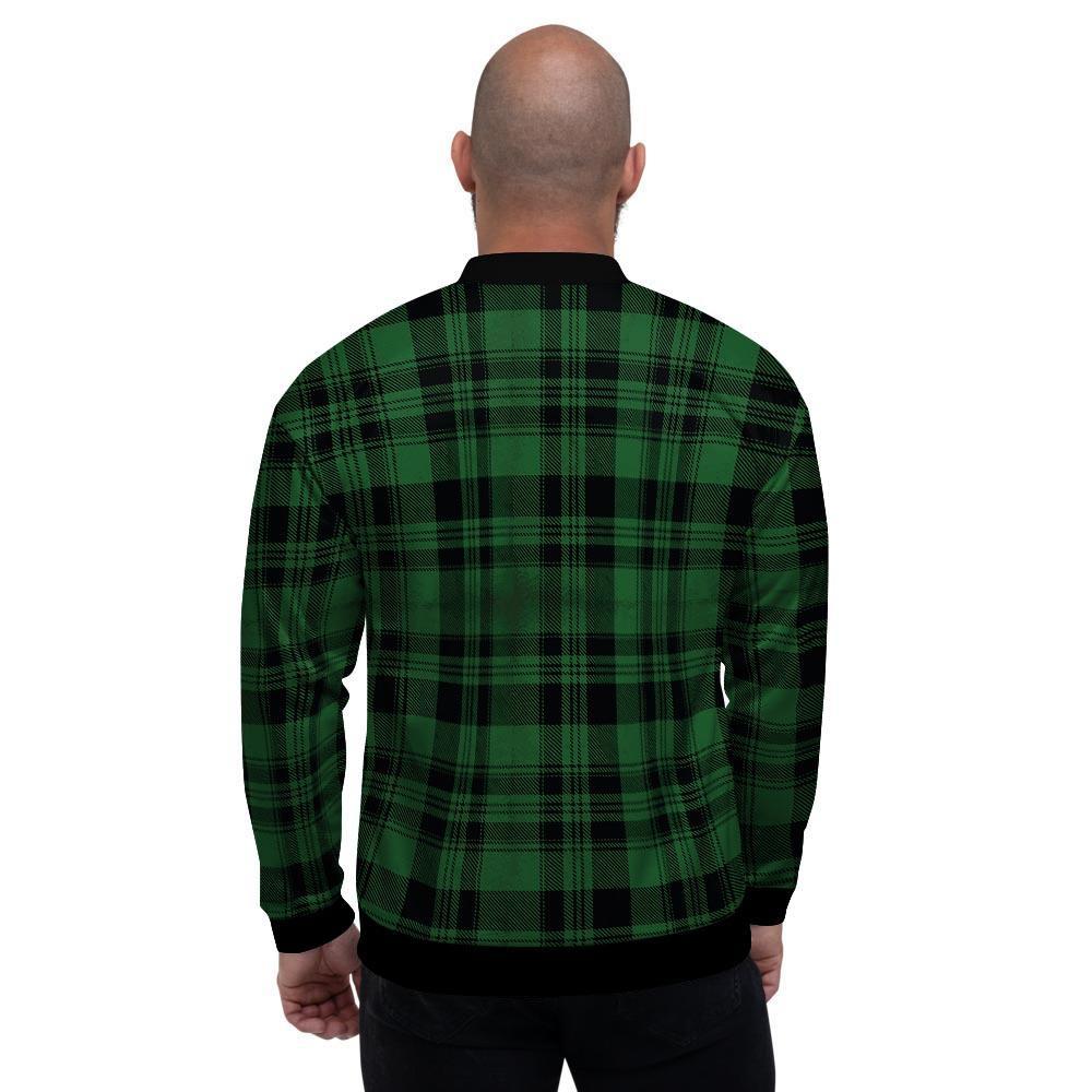 Green Plaid Tartan Sottish Men's Bomber Jacket-grizzshop