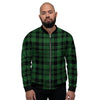 Green Plaid Tartan Sottish Men's Bomber Jacket-grizzshop