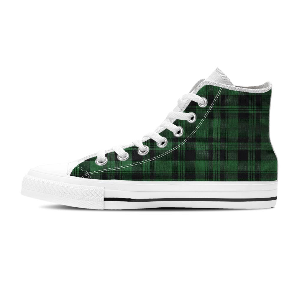 Green Plaid Tartan Sottish Men's High Top Shoes-grizzshop