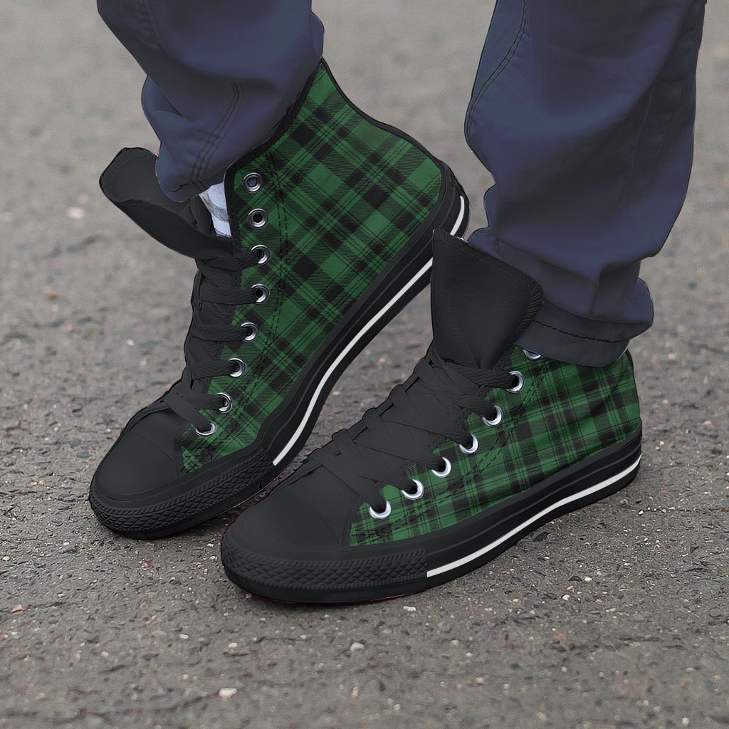 Green Plaid Tartan Sottish Men's High Top Shoes-grizzshop