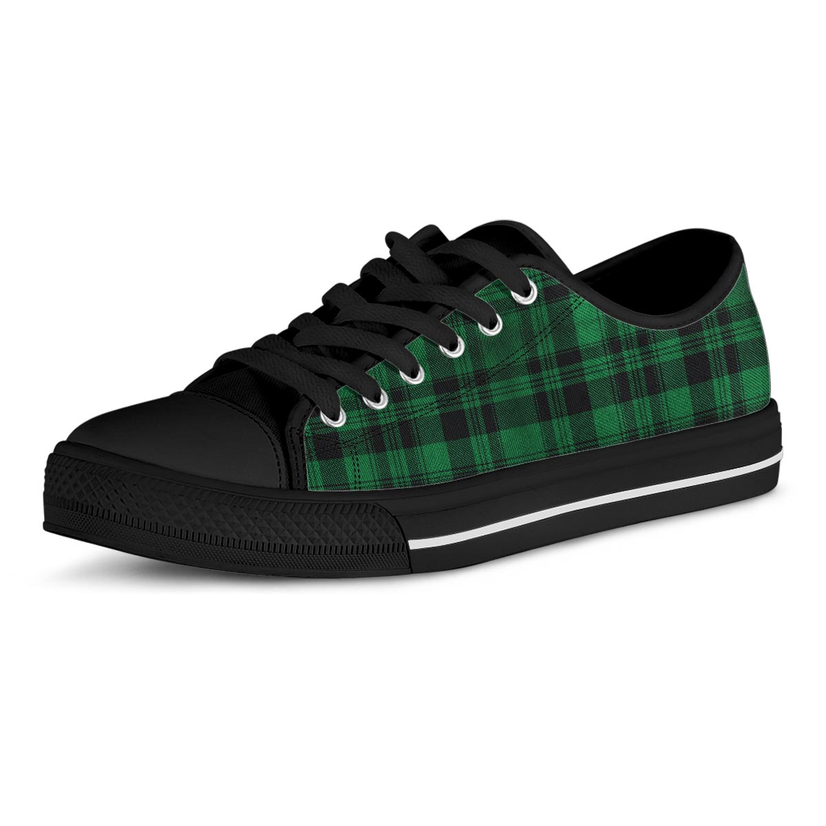 Green Plaid Tartan Sottish Men's Low Top Shoes-grizzshop