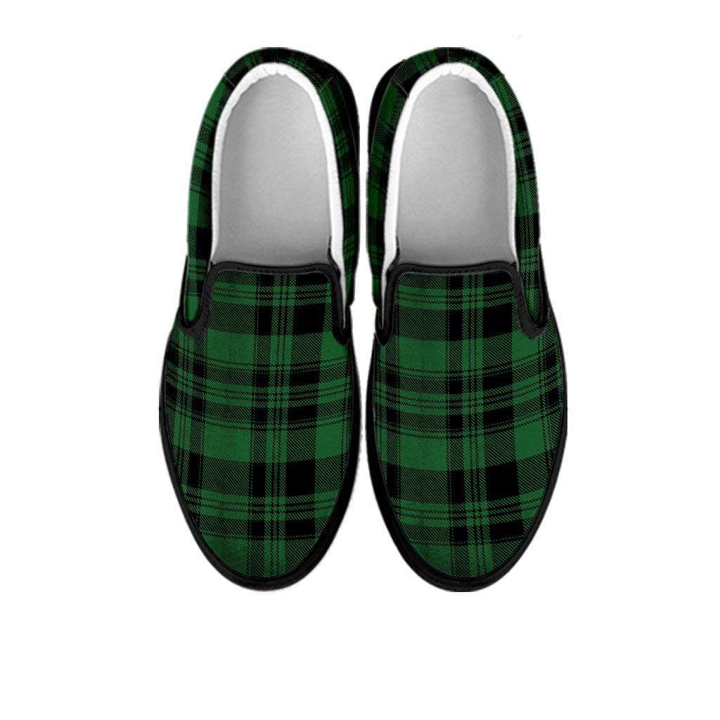 Green Plaid Tartan Sottish Men's Slip On Sneakers-grizzshop