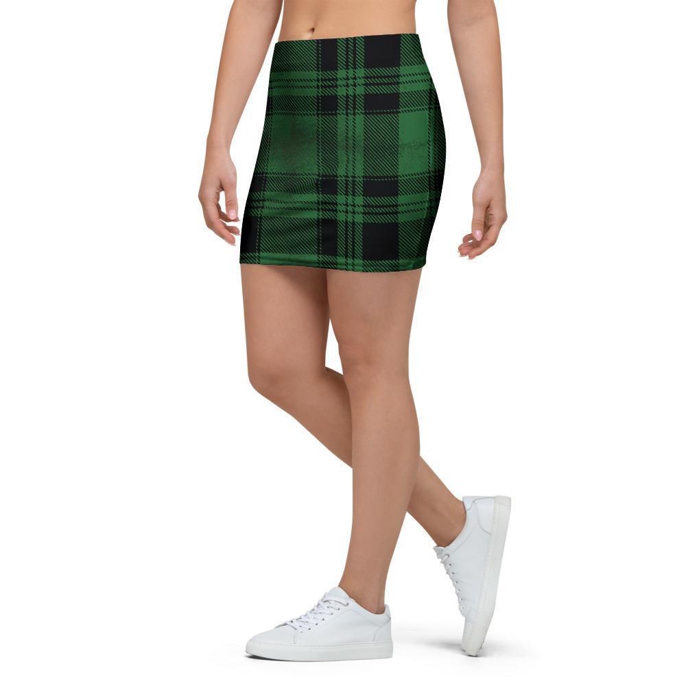 Green Plaid Tartan Sottish Mini Skirt-grizzshop