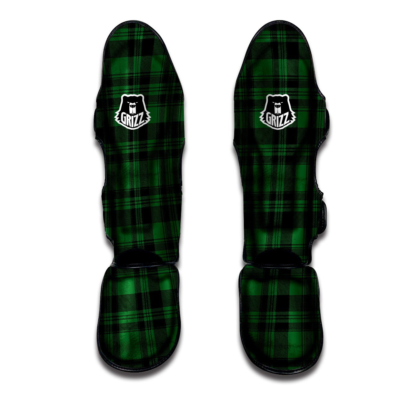 Green Plaid Tartan Sottish Muay Thai Shin Guard-grizzshop