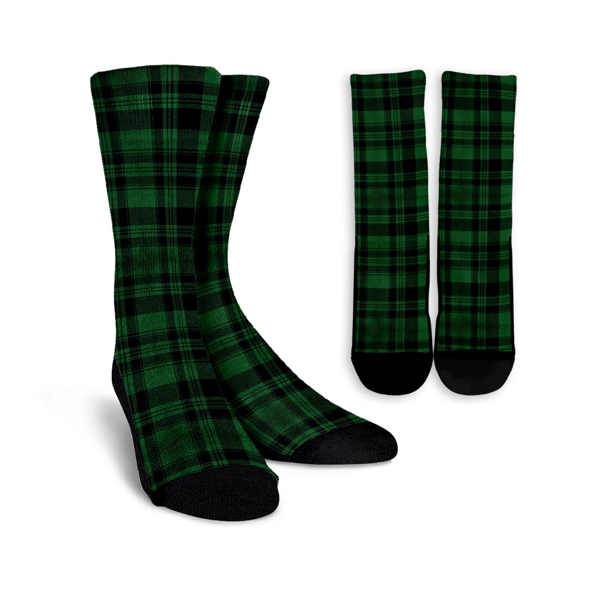 Green Plaid Tartan Sottish Unisex Socks-grizzshop