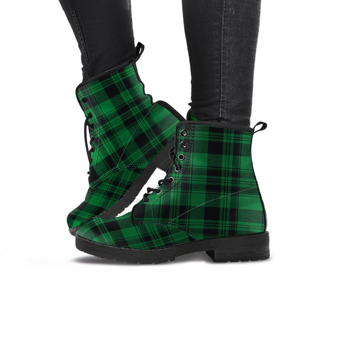 Green Plaid Tartan Sottish Women's Boots-grizzshop