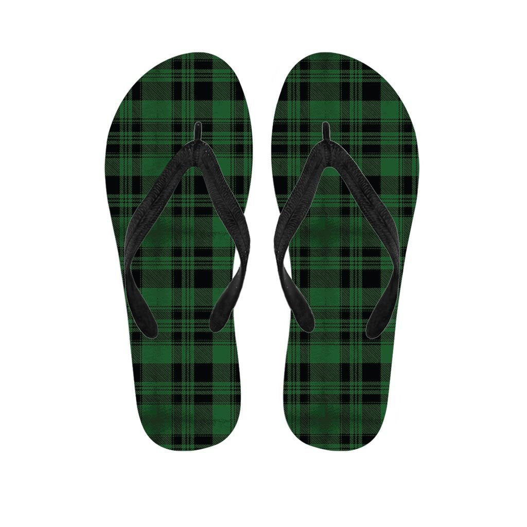 Green Plaid Tartan Sottish Women's Flip Flops-grizzshop