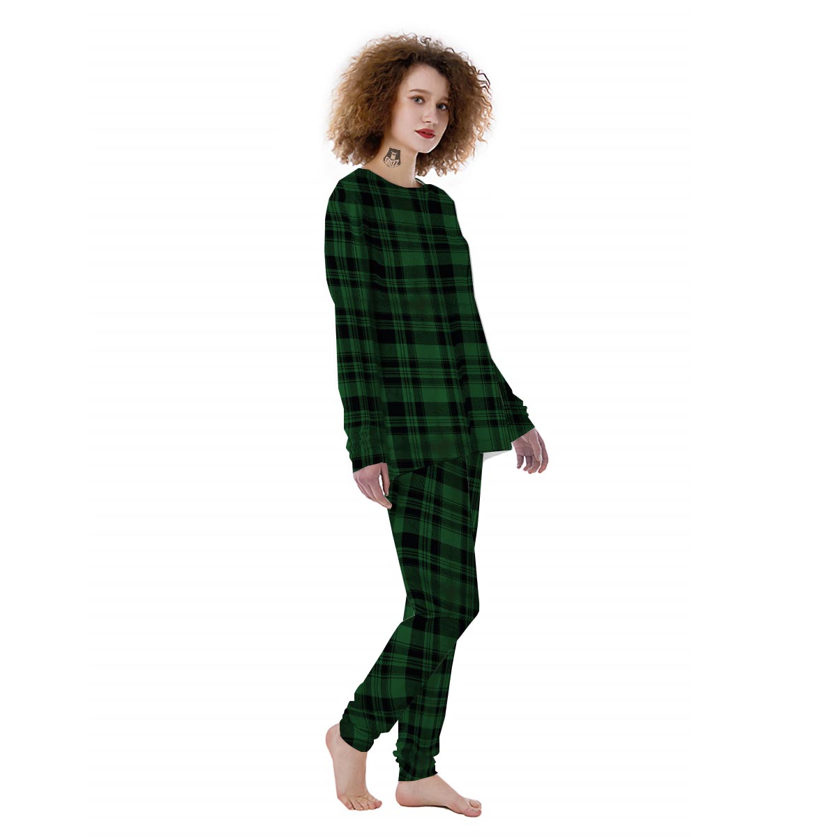 Green Plaid Tartan Sottish Women's Pajamas-grizzshop