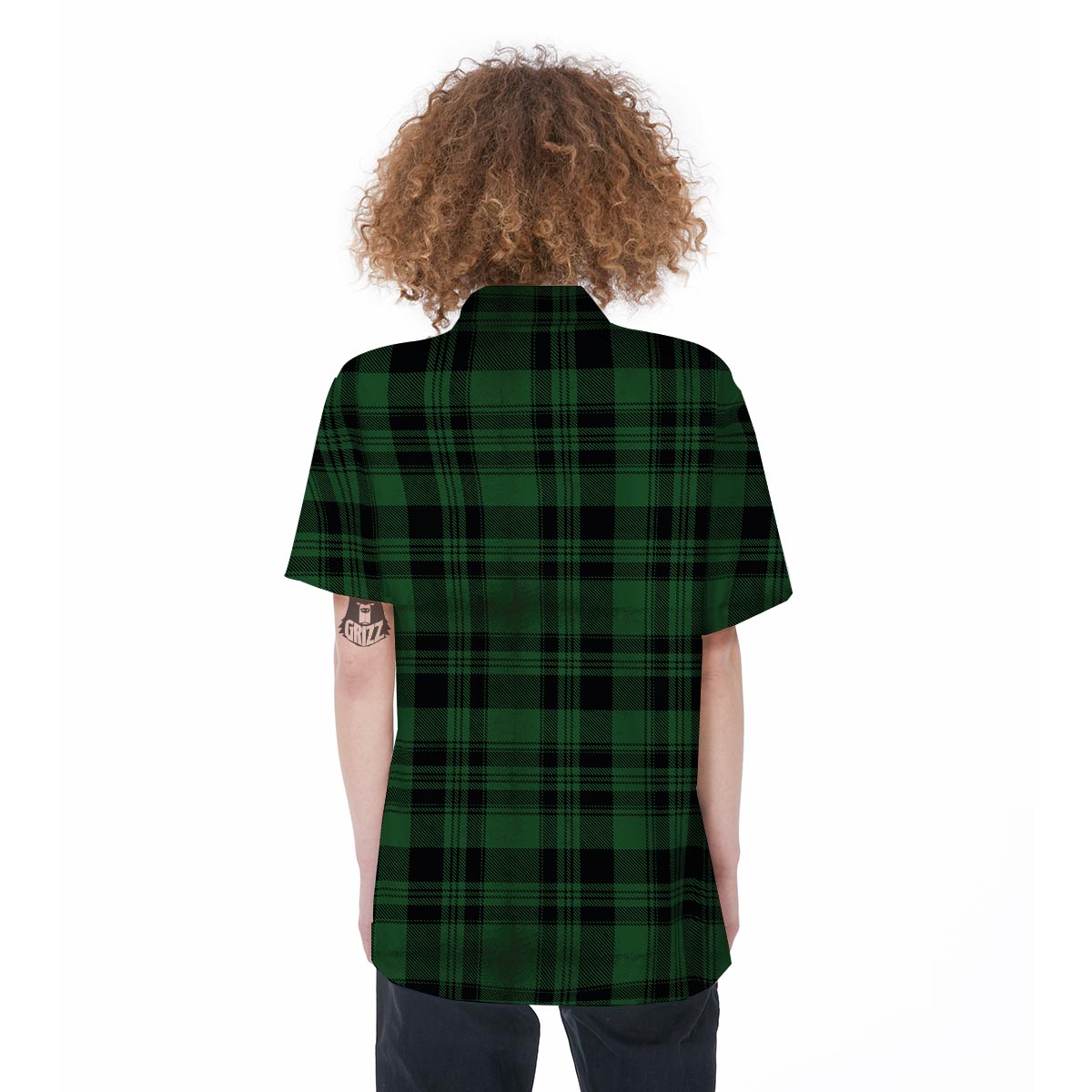 Green Plaid Tartan Sottish Women's Short Sleeve Shirts-grizzshop