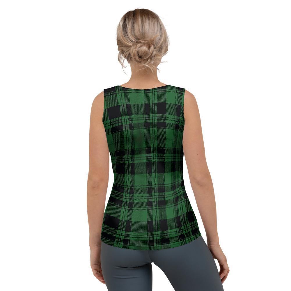 Green Plaid Tartan Sottish Women's Tank Top-grizzshop