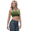 Green Plaid Tartan Sports Bra-grizzshop