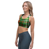 Green Plaid Tartan Sports Bra-grizzshop