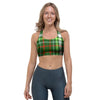 Green Plaid Tartan Sports Bra-grizzshop