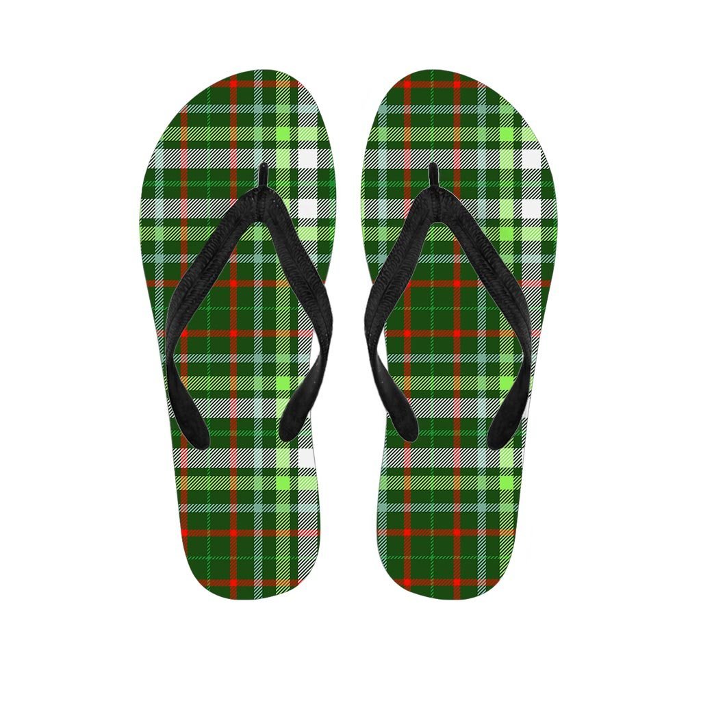 Green Plaid Tartan Women's Flip Flops-grizzshop