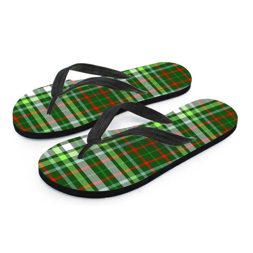 Green Plaid Tartan Women's Flip Flops-grizzshop