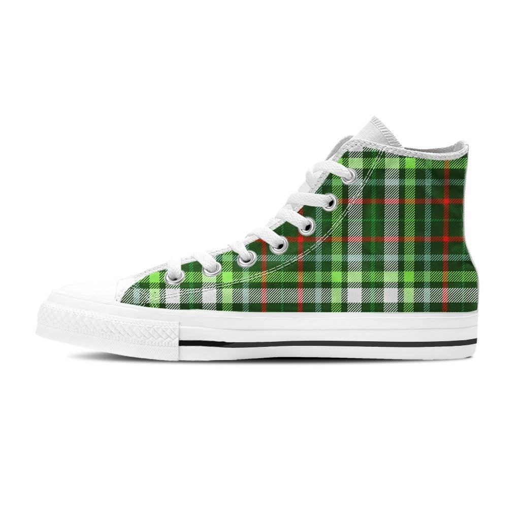 Green Plaid Tartan Women's High Top Shoes-grizzshop