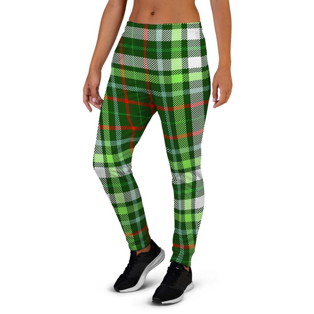 Green Plaid Tartan Women's Joggers-grizzshop