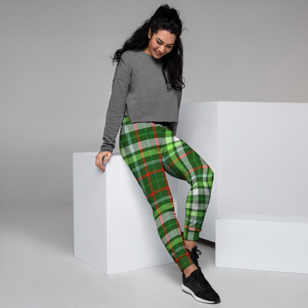 Green Plaid Tartan Women's Joggers-grizzshop