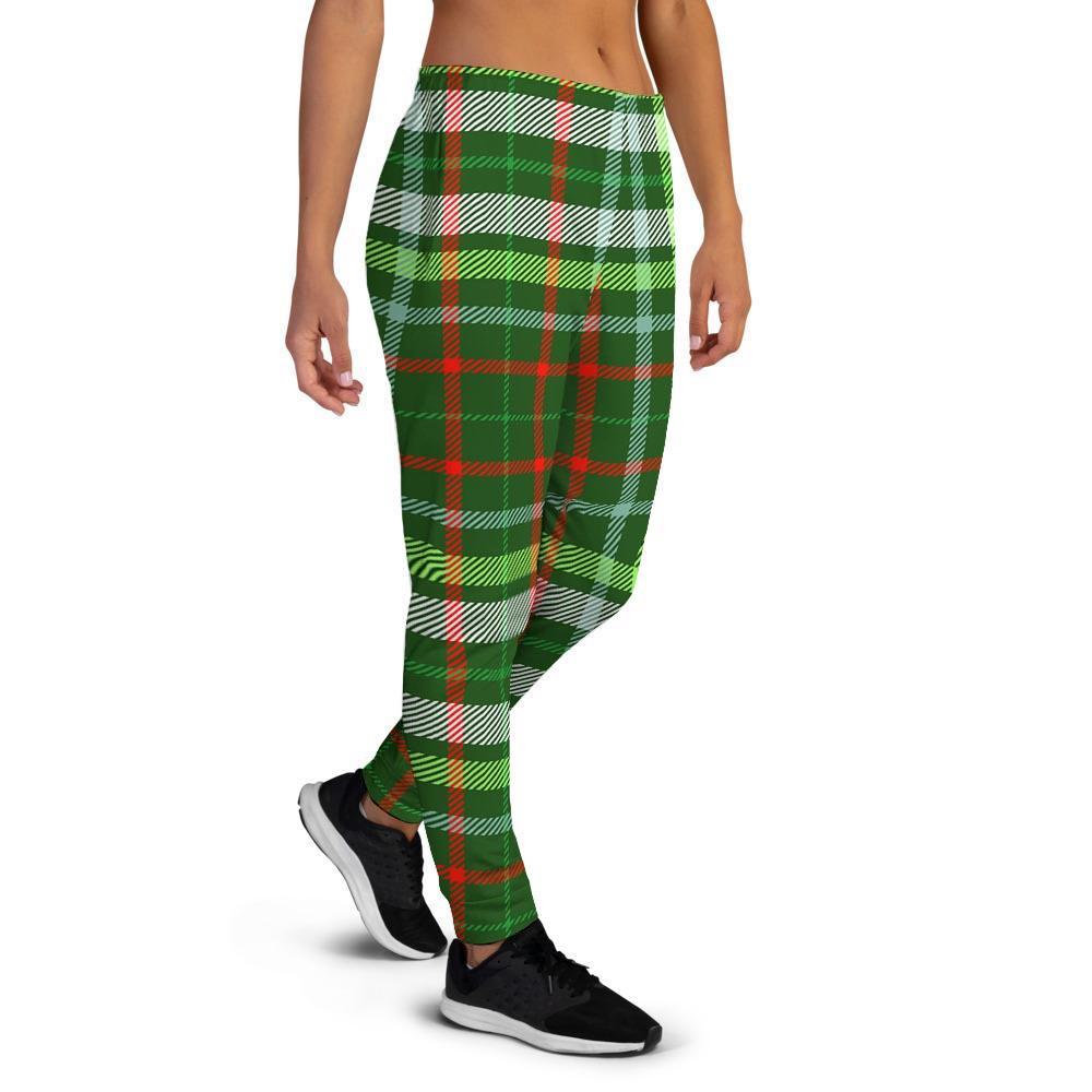 Green Plaid Tartan Women's Joggers-grizzshop