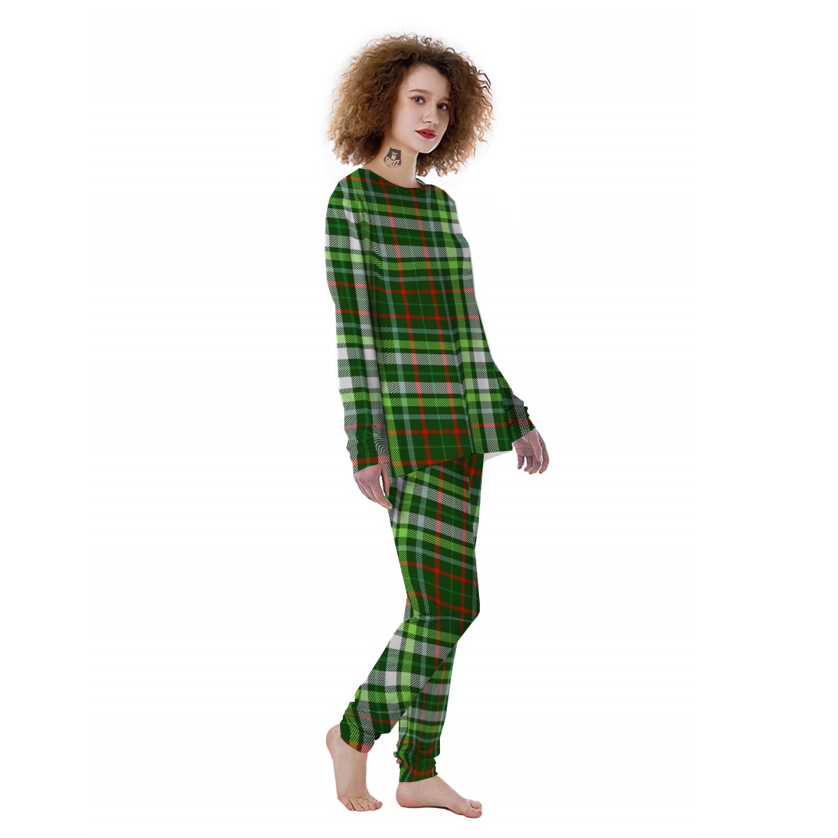 Green Plaid Tartan Women's Pajamas-grizzshop