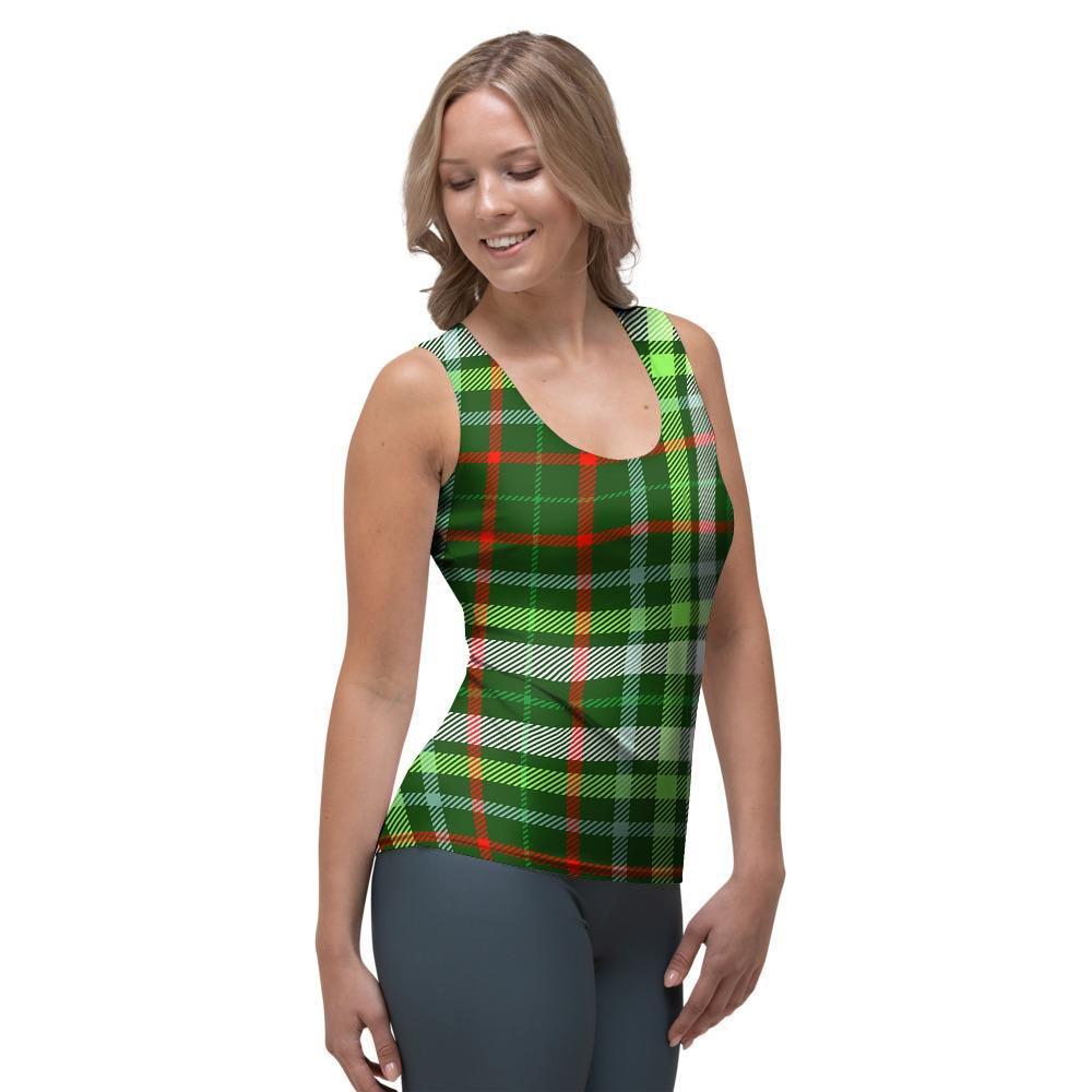 Green Plaid Tartan Women's Tank Top-grizzshop