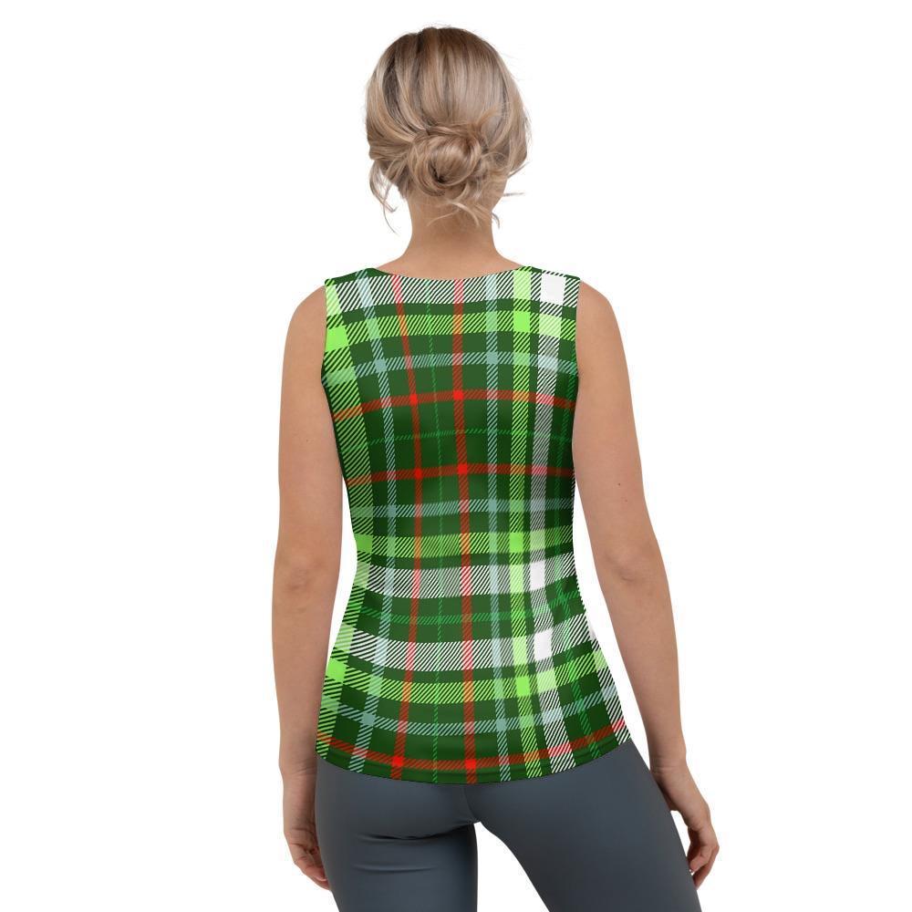 Green Plaid Tartan Women's Tank Top-grizzshop