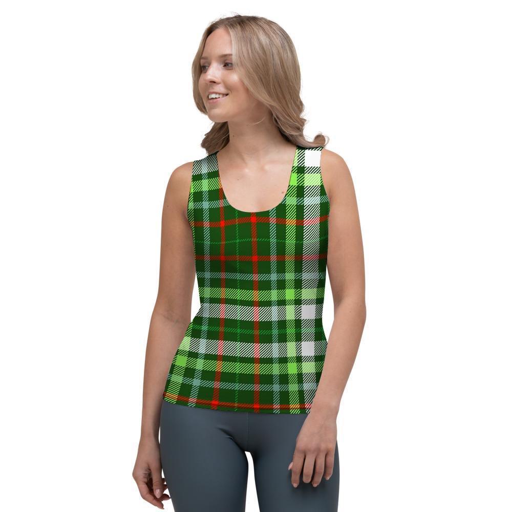Green Plaid Tartan Women's Tank Top-grizzshop