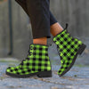 Green Plaid Women's Boots-grizzshop